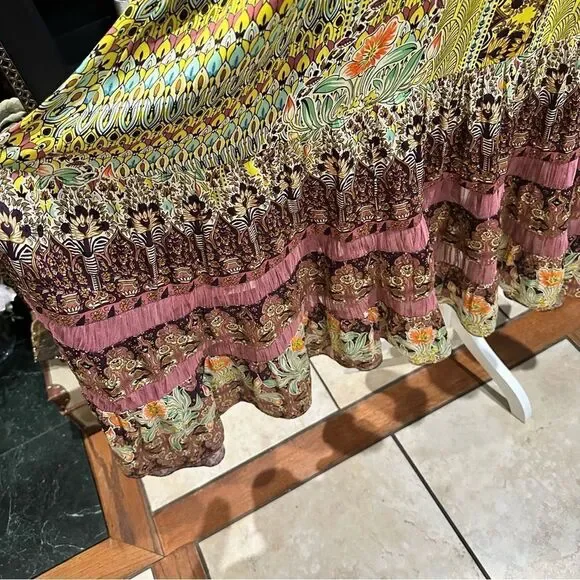 Anthropologie Lovett Tiered Maxi Botanical Dress Size Small Small